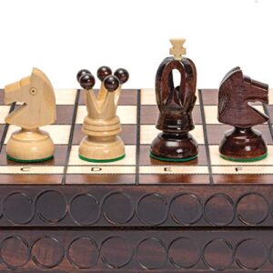 husaria european international chess wooden game set, king's classic - 18-inch large size chess set - folding board with felt bottom chessmen