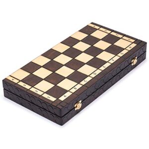 Husaria European International Chess Wooden Game Set, King's Classic - 18-Inch Large Size Chess Set - Folding Board with Felt Bottom Chessmen