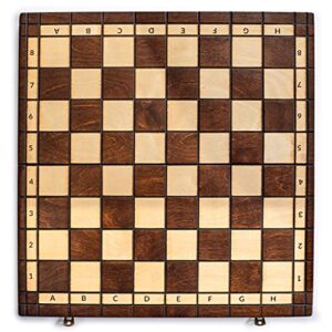 Husaria European International Chess Wooden Game Set, King's Classic - 18-Inch Large Size Chess Set - Folding Board with Felt Bottom Chessmen