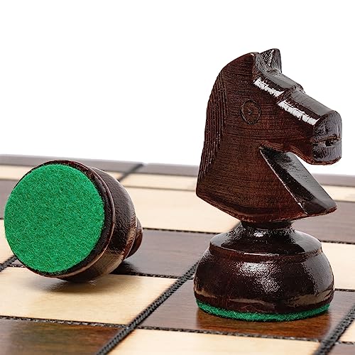 Husaria European International Chess Wooden Game Set, King's Classic - 18-Inch Large Size Chess Set - Folding Board with Felt Bottom Chessmen