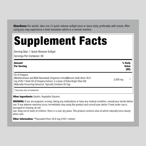 Lindberg Oregano Oil Pills | 2000mg | 90 Softgel Capsules | Herbal Extract Supplement | Non-GMO, Gluten Free