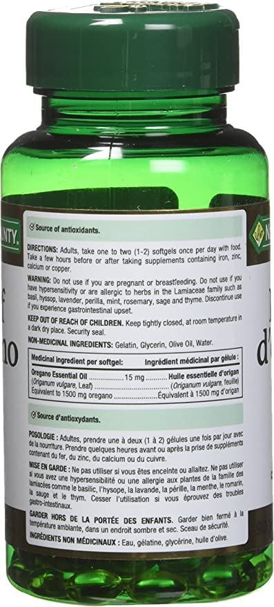 Nature's Bounty Oil of Oregano 1500 mg 90 Liquid Softgels (Packaging May Vary)