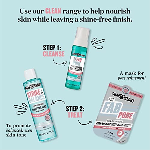 Soap & Glory Face Soap & Clarity Vitamin C Face Wash - 3-in-1 Exfoliating Face Wash for All Skin Types - Makeup Remover with Vitamin C & Exfoliating Beads to Unclog Pores (350ml)