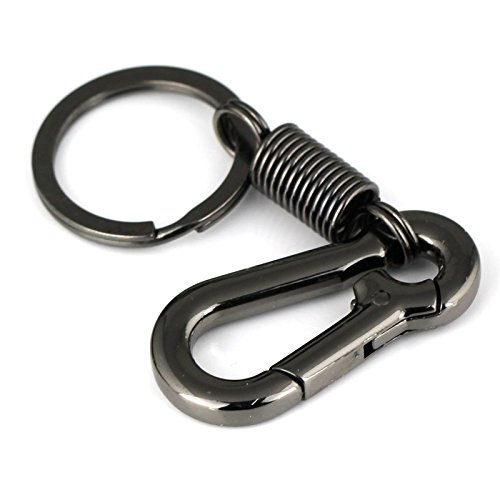 maycom Retro Style Simple Strong Carabiner Shape Keychain Key Chain Ring Keyring Keyfob Key Holder (Black)