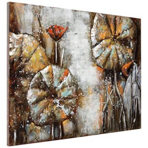 Empire Art Direct "Water Lilly Pads 1" Mixed Media Hand Painted Iron Wall Sculpture by Primo