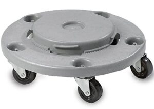 janico 1040 trash can dolly - heavy duty bolted casters, round, grey, fits 20 32 44 55 gallon containers