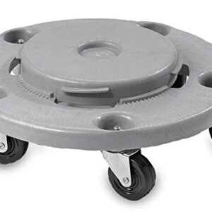 Janico 1040 Trash Can Dolly - Heavy Duty Bolted Casters, Round, Grey, Fits 20 32 44 55 Gallon Containers