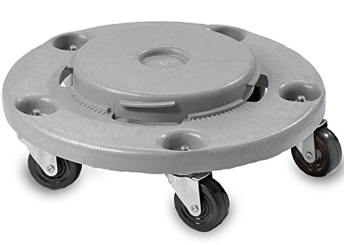 Janico 1040 Trash Can Dolly - Heavy Duty Bolted Casters, Round, Grey, Fits 20 32 44 55 Gallon Containers