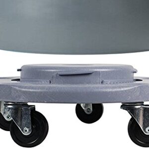 Janico 1040 Trash Can Dolly - Heavy Duty Bolted Casters, Round, Grey, Fits 20 32 44 55 Gallon Containers