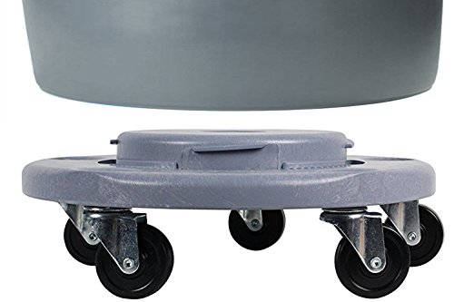 Janico 1040 Trash Can Dolly - Heavy Duty Bolted Casters, Round, Grey, Fits 20 32 44 55 Gallon Containers