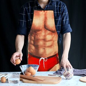 HAKSEN Cooking Kitchen Aprons for Women Men Chef, Funny Apron, Red Swim Trunks Man