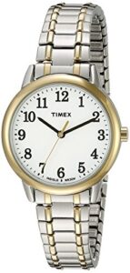 timex women's tw2p78700 easy reader two-tone stainless steel expansion band watch, two-tone/white