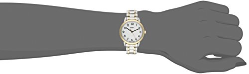 Timex Women's TW2P78700 Easy Reader Two-Tone Stainless Steel Expansion Band Watch, Two-Tone/White