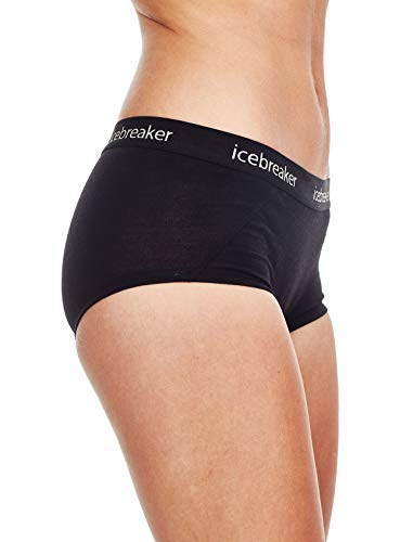 Icebreaker Merino Sprite Hot Pants Underwear for Women, Merino Wool Base Layer - Lightweight, Soft Women’s Panties for Cold Weather Activities - Thermal Underwear, Black, Small