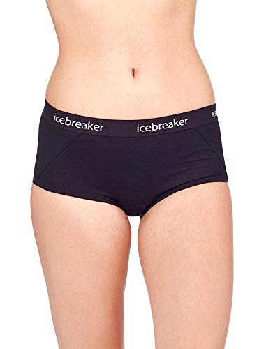 Icebreaker Merino Sprite Hot Pants Underwear for Women, Merino Wool Base Layer - Lightweight, Soft Women’s Panties for Cold Weather Activities - Thermal Underwear, Black, Small