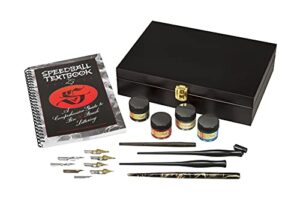 speedball calligraphy collector's kit - 4 pen holders, 8 nibs, 3 inks, pen cleaner, and speedball textbook