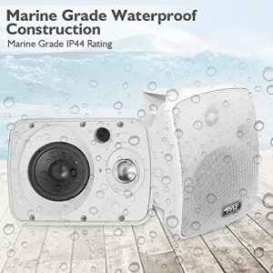 Outdoor Waterproof Wireless Bluetooth Speaker - 6.5 in 800 Watt Pair 2-way Weatherproof Wall/Ceiling Mounted Dual Speakers w/Heavy Duty Grill,Universal Mount,Patio,Indoor Use-Pyle PDWR64BTW,White