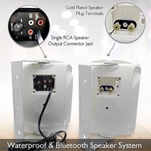 Outdoor Waterproof Wireless Bluetooth Speaker - 6.5 in 800 Watt Pair 2-way Weatherproof Wall/Ceiling Mounted Dual Speakers w/Heavy Duty Grill,Universal Mount,Patio,Indoor Use-Pyle PDWR64BTW,White