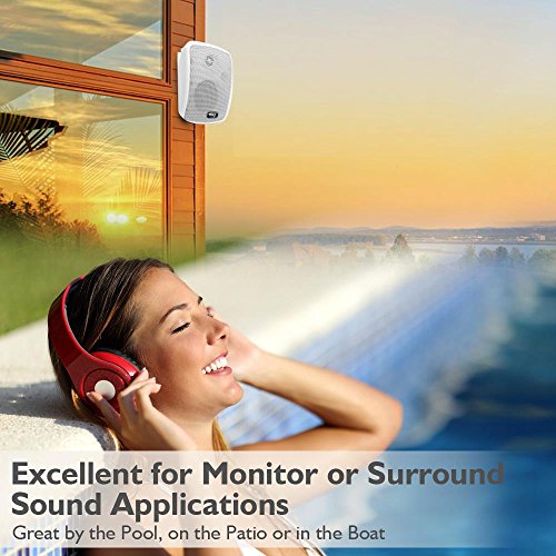 Outdoor Waterproof Wireless Bluetooth Speaker - 6.5 in 800 Watt Pair 2-way Weatherproof Wall/Ceiling Mounted Dual Speakers w/Heavy Duty Grill,Universal Mount,Patio,Indoor Use-Pyle PDWR64BTW,White