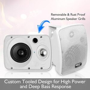 Outdoor Waterproof Wireless Bluetooth Speaker - 6.5 in 800 Watt Pair 2-way Weatherproof Wall/Ceiling Mounted Dual Speakers w/Heavy Duty Grill,Universal Mount,Patio,Indoor Use-Pyle PDWR64BTW,White