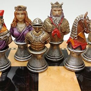 Medieval Times Crusades RED & Green Busts Set of Chess Men Pieces Hand Painted