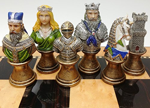 Medieval Times Crusades RED & Green Busts Set of Chess Men Pieces Hand Painted