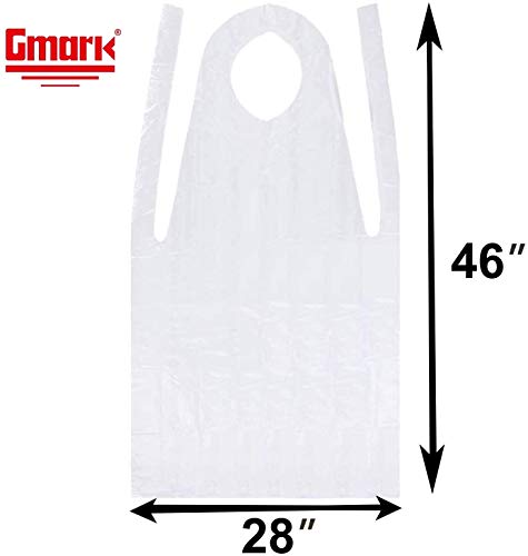 Gmark Poly Apron Individual Wrapped, Disposable PE Waterproof, Food, Cooking 100pcs GM0002