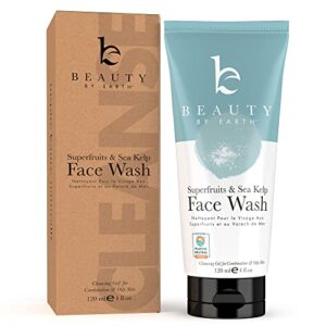 beauty by earth face wash – face cleanser for women & mens face wash, facial cleanser with clean ingredients, great for acne or combination and oily skin
