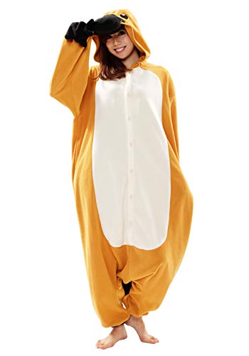 SAZAC Platypus Kigurumi - Onesie Jumpsuit Halloween Costume (Adults, Brown)