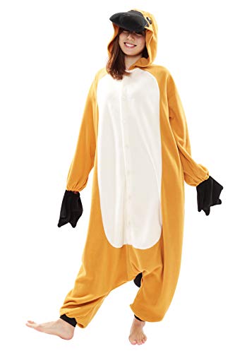 SAZAC Platypus Kigurumi - Onesie Jumpsuit Halloween Costume (Adults, Brown)