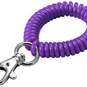 Lucky Line 2” Diameter Spiral Wrist Coil with Trigger Snap, Flexible Wrist Band Key Chain Bracelet, Stretches to 12”, Color May Vary (40701)