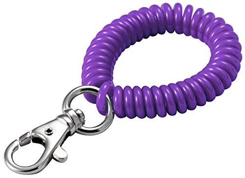 Lucky Line 2” Diameter Spiral Wrist Coil with Trigger Snap, Flexible Wrist Band Key Chain Bracelet, Stretches to 12”, Color May Vary (40701)