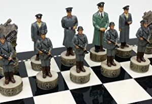 World War 2 US vs Germany Chess Set Hand Painted W/High Gloss Black & White Board WW2