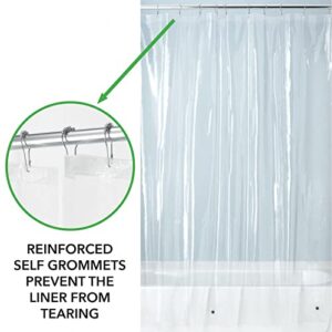 mDesign PEVA Shower Curtain Liner - 72" x 72" Deluxe Water/Odor Resistant Heavy Plastic 3-Gauge, Long Inner Shower Curtain Liner with Weighted Bottom Hem for Bathroom, Shower, Tub - 2 Pack - Clear