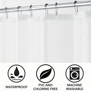 mDesign PEVA Shower Curtain Liner - 72" x 72" Deluxe Water/Odor Resistant Heavy Plastic 3-Gauge, Long Inner Shower Curtain Liner with Weighted Bottom Hem for Bathroom, Shower, Tub - 2 Pack - Clear