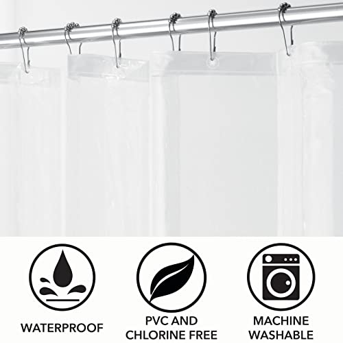 mDesign PEVA Shower Curtain Liner - 72" x 72" Deluxe Water/Odor Resistant Heavy Plastic 3-Gauge, Long Inner Shower Curtain Liner with Weighted Bottom Hem for Bathroom, Shower, Tub - 2 Pack - Clear