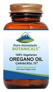 pure mountain botanicals high potency wild oregano oil - 120 vegetarian capsules – now with 510mg mediterranean oil of oregano (70% carvacrol)