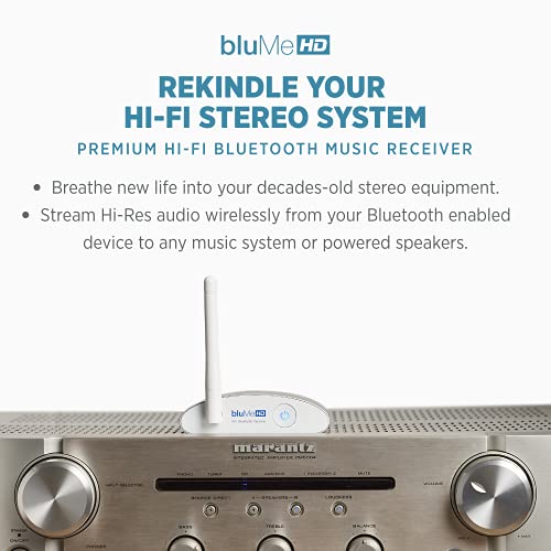 Auris Blume HD Long Range Bluetooth 5.0 Music Receiver Hi-Fi Audio Adapter with Audiophile DAC & AptX HD for Home Stereo, AV Receiver or Amplifier