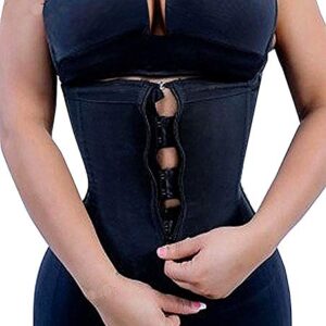 YIANNA Latex Waist Trainer Corsets Zipper Underbust Sport Girdle Hourglass Body Shaper for Women, YA2219-Black-S