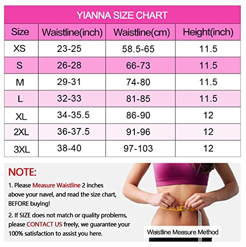 YIANNA Latex Waist Trainer Corsets Zipper Underbust Sport Girdle Hourglass Body Shaper for Women, YA2219-Black-S