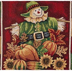 Violet Linen Fall Harvest Thanksgiving Autumn Leaves Sunflowers Fruits Pumpkins Tapestry Pattern, Polyester Cotton Woven Tapestry, Scarecrow, 13 X 19, Rectangler Set of 4, Decorative Place Mats