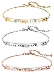 gold name bar engraved bracelet personalized bracelets for women gift for mom her handmade friendship bracelets custom anniversary bridesmaid wedding gifts jewelry birthday graduation grandma -12br