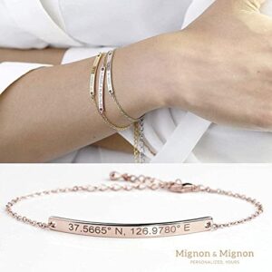 Gold Name Bar Engraved Bracelet Personalized Bracelets for Women Gift for Mom Her Handmade Friendship Bracelets Custom Anniversary Bridesmaid Wedding Gifts Jewelry Birthday Graduation Grandma -12BR