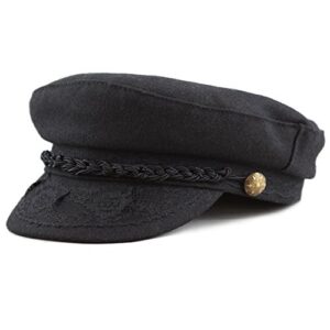 the hat depot 1400cd1970 winter unisex 100% wool greek fisherman's hat (l/xl, black)
