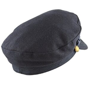 The Hat Depot 1400CD1970 Winter Unisex 100% Wool Greek Fisherman's Hat (S/M, Navy)