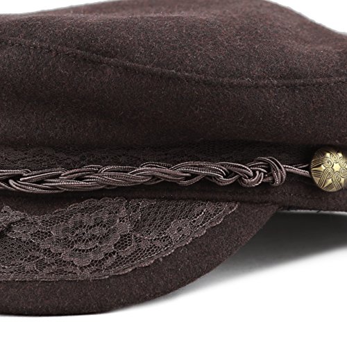 The Hat Depot 1400CD1970 Winter Unisex 100% Wool Greek Fisherman's Hat (L/XL, Brown)