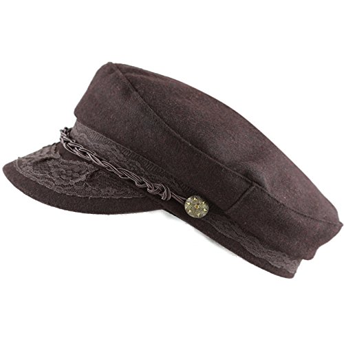 The Hat Depot 1400CD1970 Winter Unisex 100% Wool Greek Fisherman's Hat (L/XL, Brown)