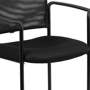 Flash Furniture Jana Comfort Black Mesh Stackable Steel Side Chair with Arms