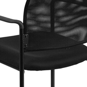 Flash Furniture Jana Comfort Black Mesh Stackable Steel Side Chair with Arms