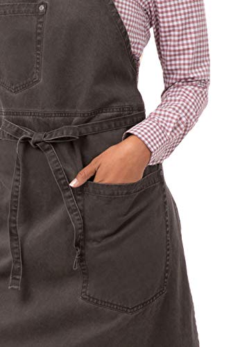 Chef Works Unisex Dorset Bib Apron, Pewter, One Size